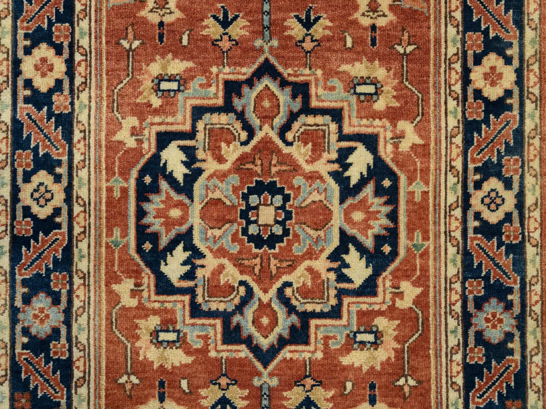 Heriz Heriz hand-knotted wool runner in Red & Navy Blue, 2'6" x 12'2" — SKU O064205 (view 5)
