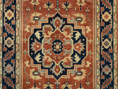 Heriz Heriz hand-knotted wool runner in Red & Navy Blue, 2'6" x 12'2" — SKU O064205 (view 5)
