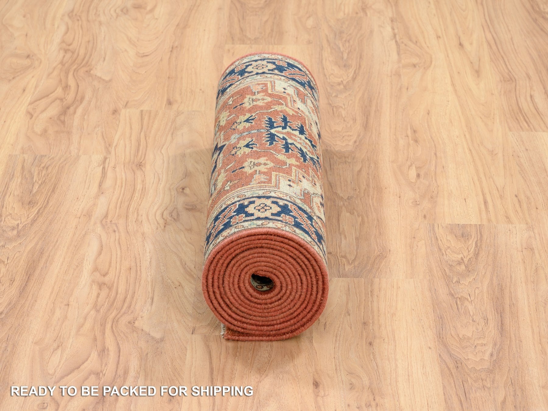 Heriz Heriz hand-knotted wool runner in Red & Navy Blue, 2'6" x 12'2" — SKU O064205 (view 6)
