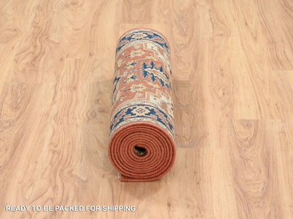 Heriz Heriz hand-knotted wool runner in Red & Navy Blue, 2'6" x 12'2" — SKU O064205 (view 6)