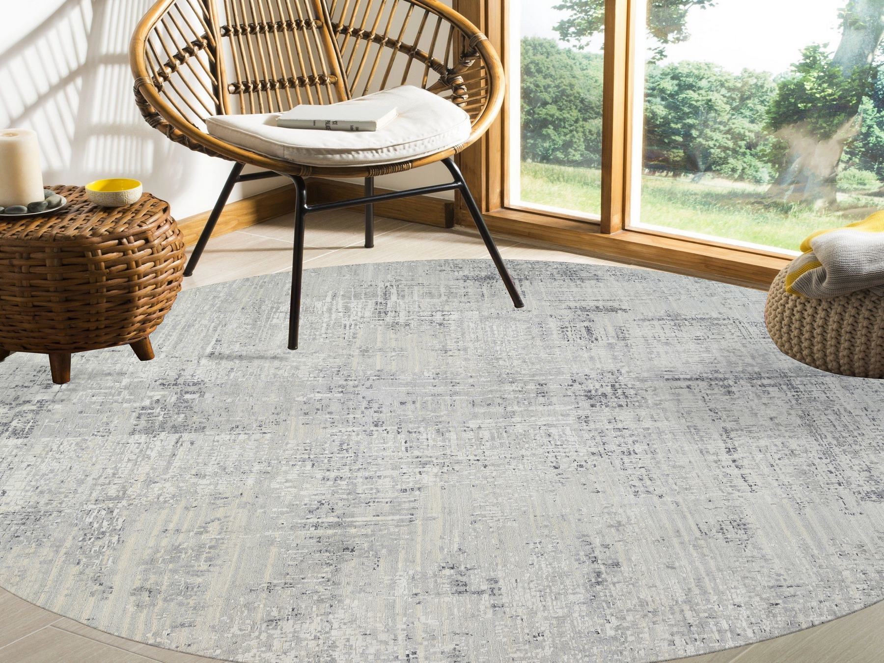 Modern / Contemporary hand-knotted wool rug in Gray, 13'9" x 13'9" — SKU O064232 (view 2)