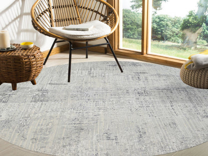 Grey 13'9" x 13'9" Modern / Contemporary Hand knotted Wool Rug - Sku: O064232