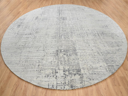 Grey 13'9" x 13'9" Modern / Contemporary Hand knotted Wool Rug - Sku: O064232