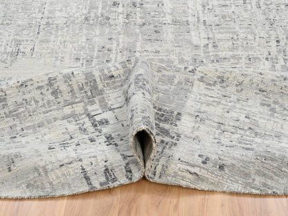 Grey 13'9" x 13'9" Modern / Contemporary Hand knotted Wool Rug - Sku: O064232