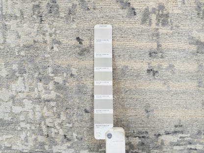 Grey 13'9" x 13'9" Modern / Contemporary Hand knotted Wool Rug - Sku: O064232