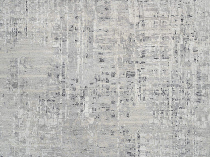 Grey 13'9" x 13'9" Modern / Contemporary Hand knotted Wool Rug - Sku: O064232