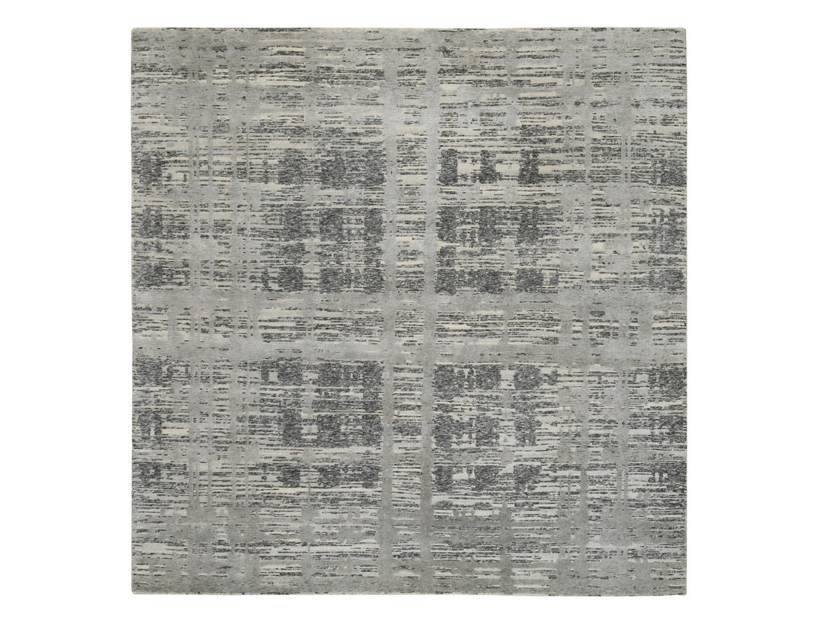 Modern / Contemporary hand-knotted wool rug in Gray, 8'1" x 8'2" — SKU O064233