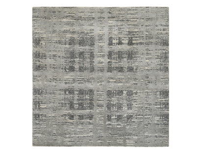 Grey 8'1" x 8'2" Modern / Contemporary Hand knotted Wool Rug - Sku: O064233