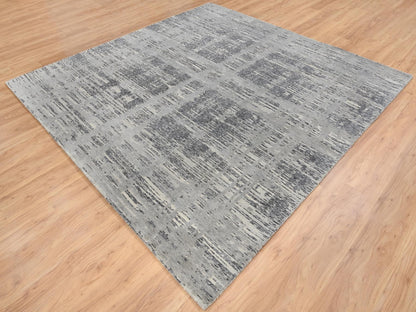 Grey 8'1" x 8'2" Modern / Contemporary Hand knotted Wool Rug - Sku: O064233