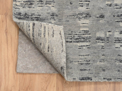Grey 8'1" x 8'2" Modern / Contemporary Hand knotted Wool Rug - Sku: O064233