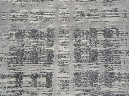 Grey 8'1" x 8'2" Modern / Contemporary Hand knotted Wool Rug - Sku: O064233