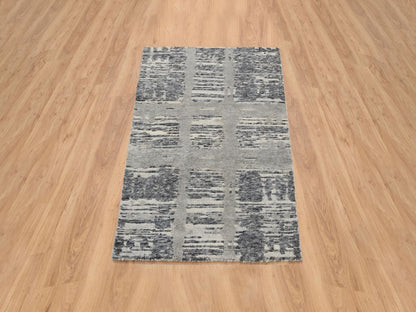 Grey 2'1" x 3'1" Modern / Contemporary Hand knotted Wool Rug - Sku: O064237