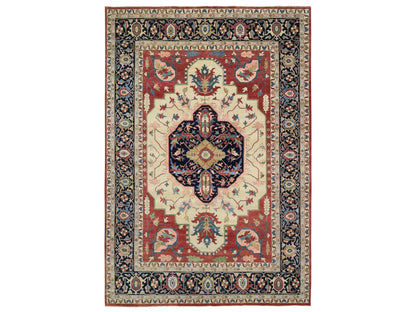 Heriz Heriz hand-knotted wool rug in Ivory & Navy Blue, 11'9" x 17'10" — SKU O064244