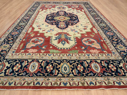 Heriz Heriz hand-knotted wool rug in Ivory & Navy Blue, 11'9" x 17'10" — SKU O064244 (view 2)