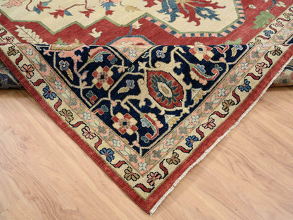 Heriz Heriz hand-knotted wool rug in Ivory & Navy Blue, 11'9" x 17'10" — SKU O064244 (view 6)