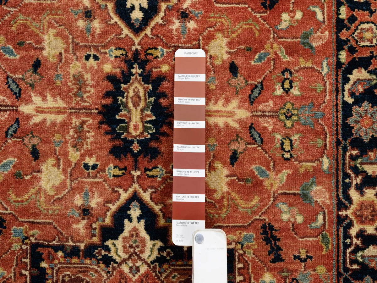 Heriz Heriz hand-knotted wool runner in Red & Navy Blue, 2'7" x 12' — SKU O064250 (view 4)