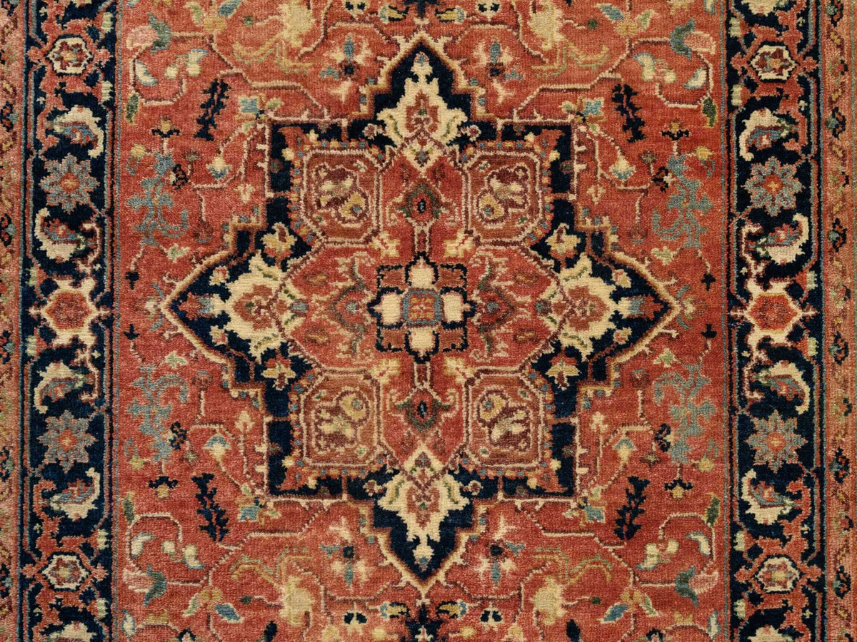 Heriz Heriz hand-knotted wool runner in Red & Navy Blue, 2'7" x 12' — SKU O064250 (view 5)