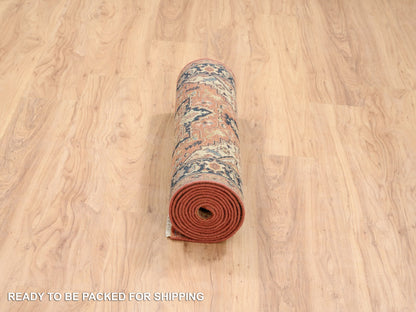 Heriz Heriz hand-knotted wool runner in Red & Navy Blue, 2'7" x 12' — SKU O064250 (view 6)