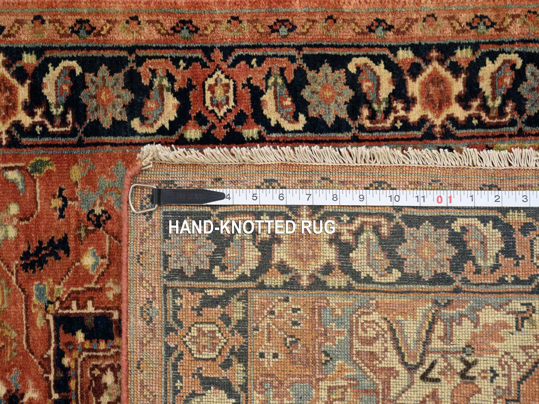 Heriz Heriz hand-knotted wool runner in Red & Navy Blue, 2'7" x 12' — SKU O064250 (view 8)