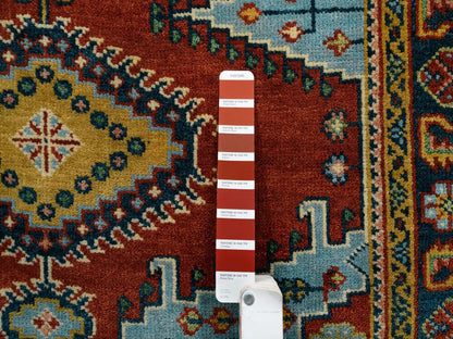 Heriz hand-knotted wool runner in Red & Navy Blue, 4' x 10' — SKU O064256 (view 4)