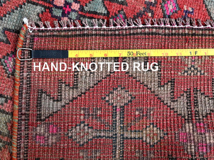 Red 2'8" x 9'10" Vintage Hand knotted Wool Rug - Sku: O0642