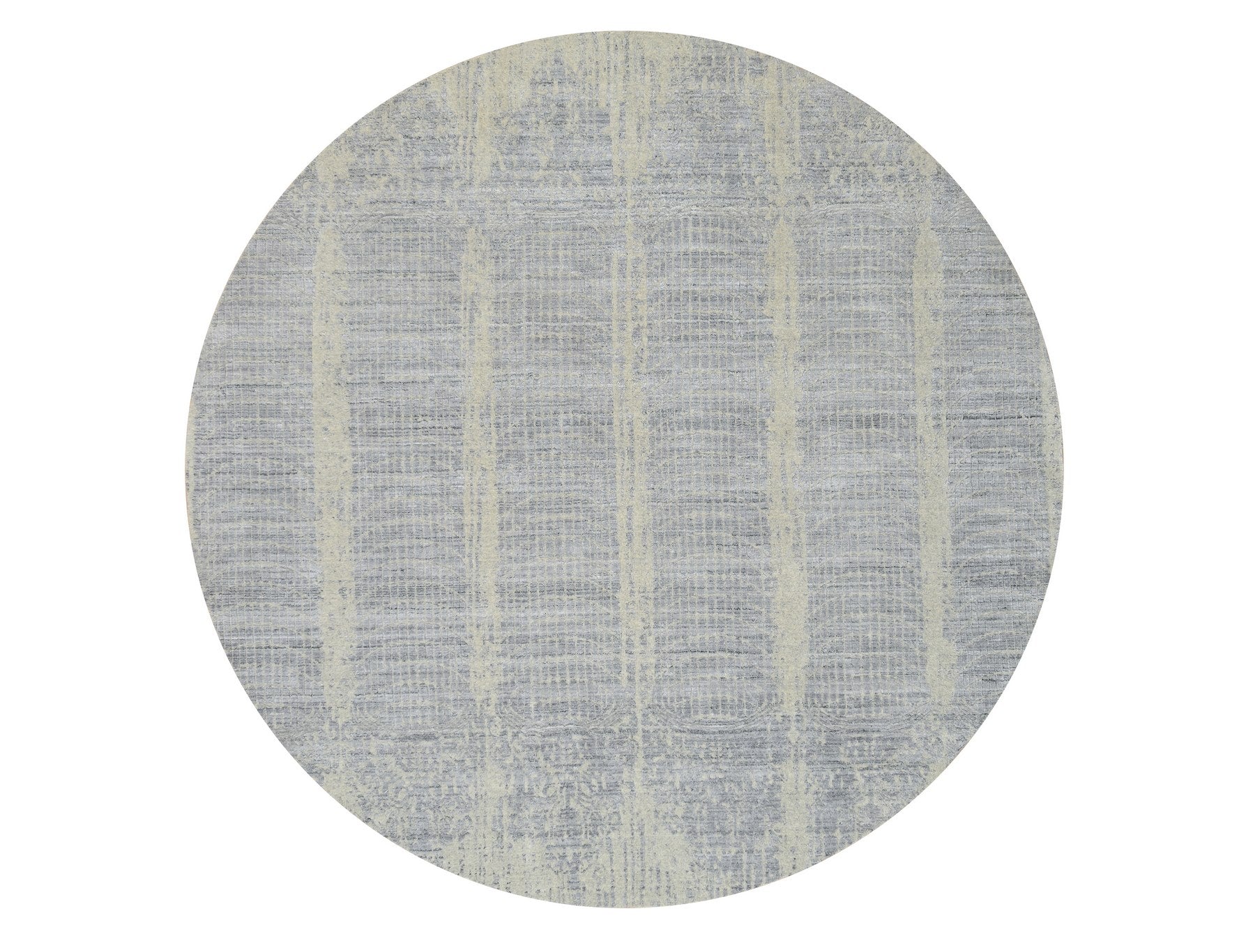 Modern / Contemporary hand-knotted wool/silk rug in Gray, 9' x 9' — SKU O064309
