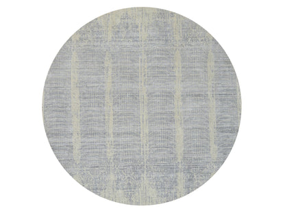 Modern / Contemporary hand-knotted wool/silk rug in Gray, 9' x 9' — SKU O064309