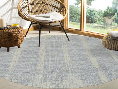 Modern / Contemporary hand-knotted wool/silk rug in Gray, 9' x 9' — SKU O064309 (view 2)