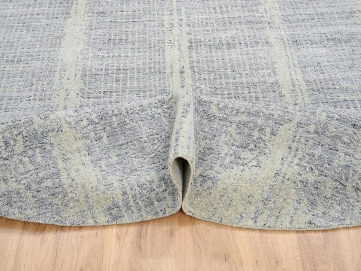 Modern / Contemporary hand-knotted wool/silk rug in Gray, 9' x 9' — SKU O064309 (view 6)