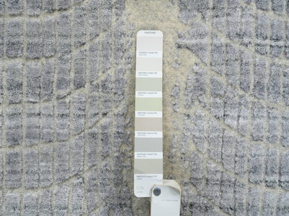 Modern / Contemporary hand-knotted wool/silk rug in Gray, 9' x 9' — SKU O064309 (view 8)