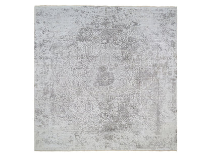 Grey 12'0" x 12'0" Transitional Hand knotted Wool/Silk Rug - Sku: O064320