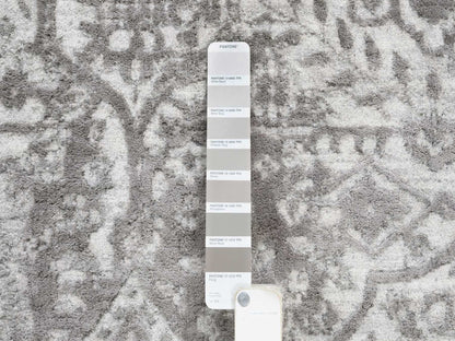 Transitional hand-knotted wool/pure silk rug in Gray, 12' x 12' — SKU O064320 (view 7)
