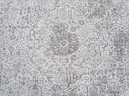 Transitional hand-knotted wool/pure silk rug in Gray, 12' x 12' — SKU O064320 (view 8)