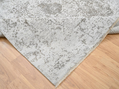 Transitional hand-knotted wool/pure silk rug in Gray, 8' x 8'3" — SKU O064321 (view 6)