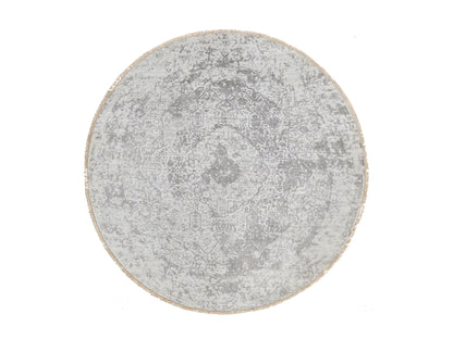 Transitional hand-knotted wool/pure silk rug in Gray, 6'7" x 6'7" — SKU O064322