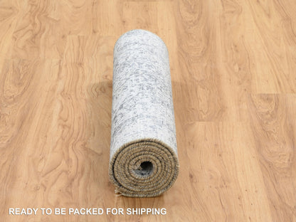 Transitional hand-knotted wool/pure silk runner in Gray, 2'7" x 8'2" — SKU O064324 (view 6)