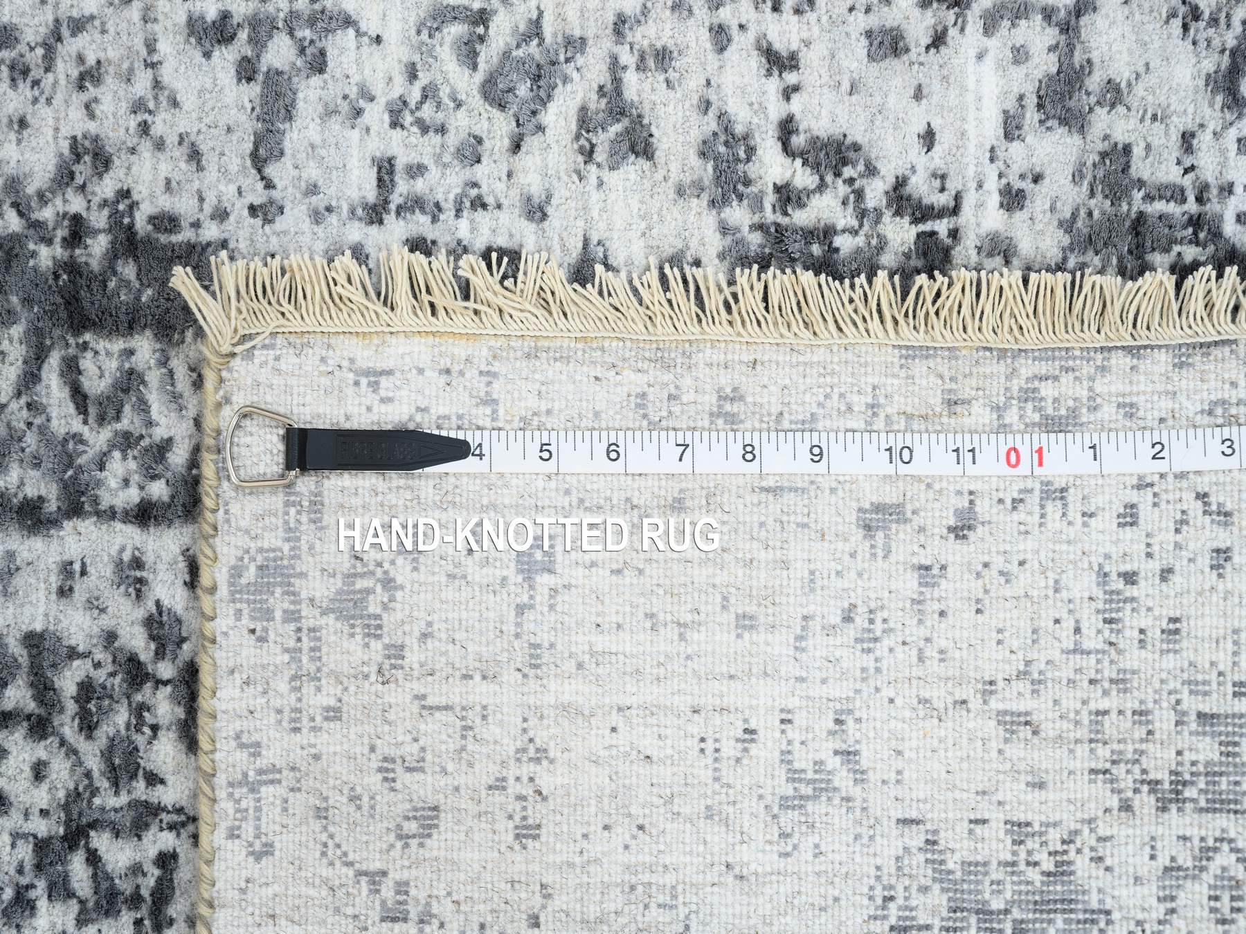 Transitional hand-knotted wool/pure silk runner in Gray, 2'7" x 8'2" — SKU O064324 (view 8)