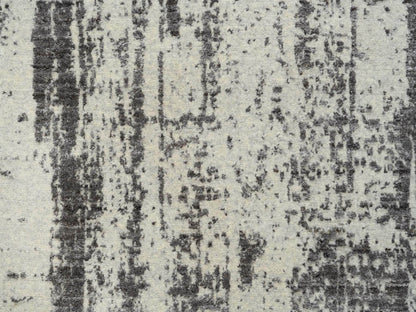 Black 2'6" x 11'10" Modern and Contemporary Handloom Wool/Silk Rug - Sku: O064327