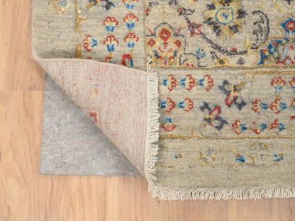 Beige 8'0" x 8'1" Transitional Hand knotted Wool/Silk Rug - Sku: O064330