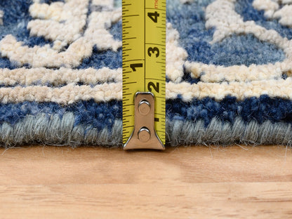 Heriz Transitional hand-knotted wool/silk runner in Teal & Denim Blue, 2'7" x 15'9" — SKU O064367 (view 7)