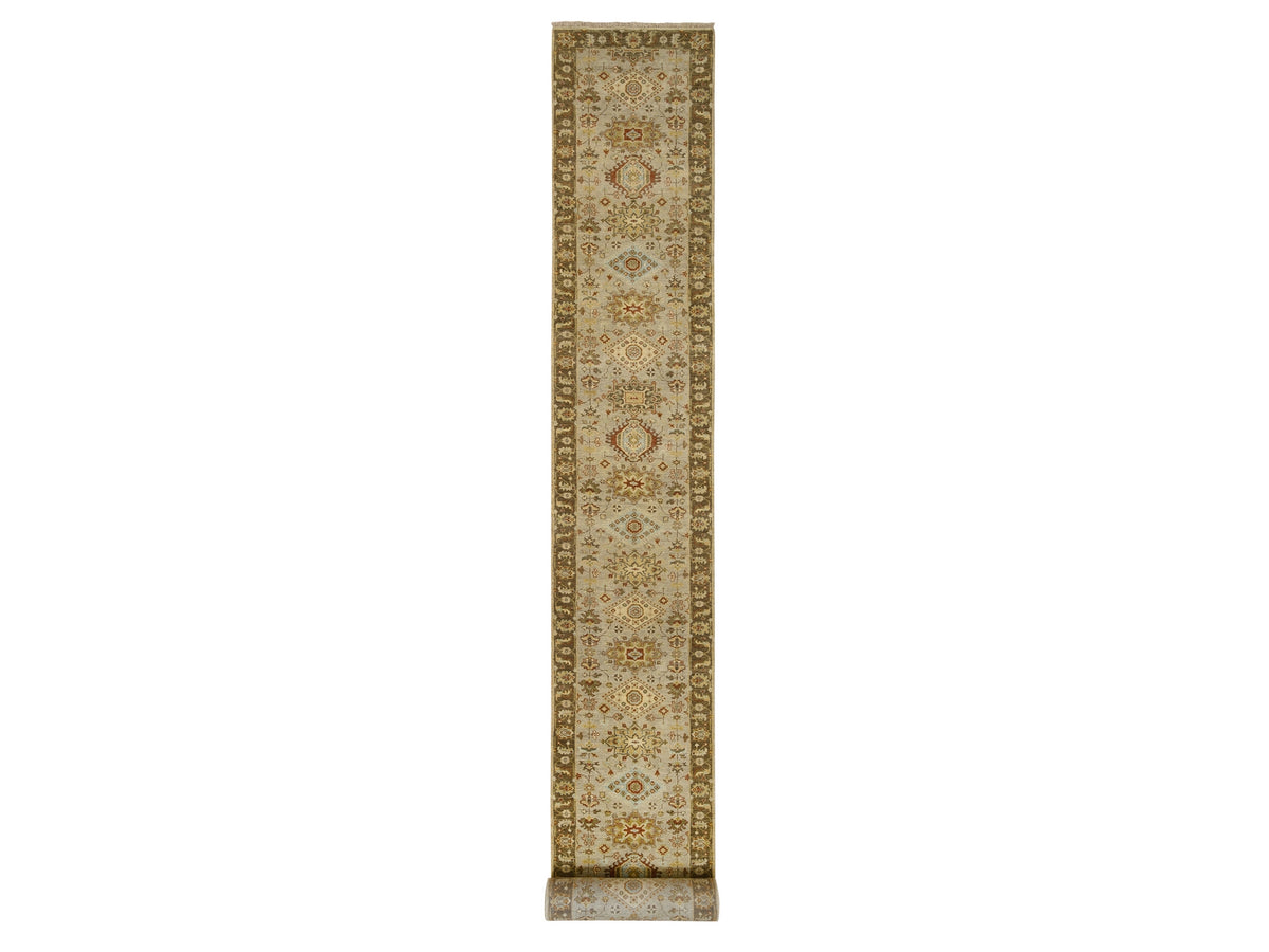 Tribal Heriz hand-knotted wool runner in Gray & Brown, 2'6" x 21'10" — SKU O064378