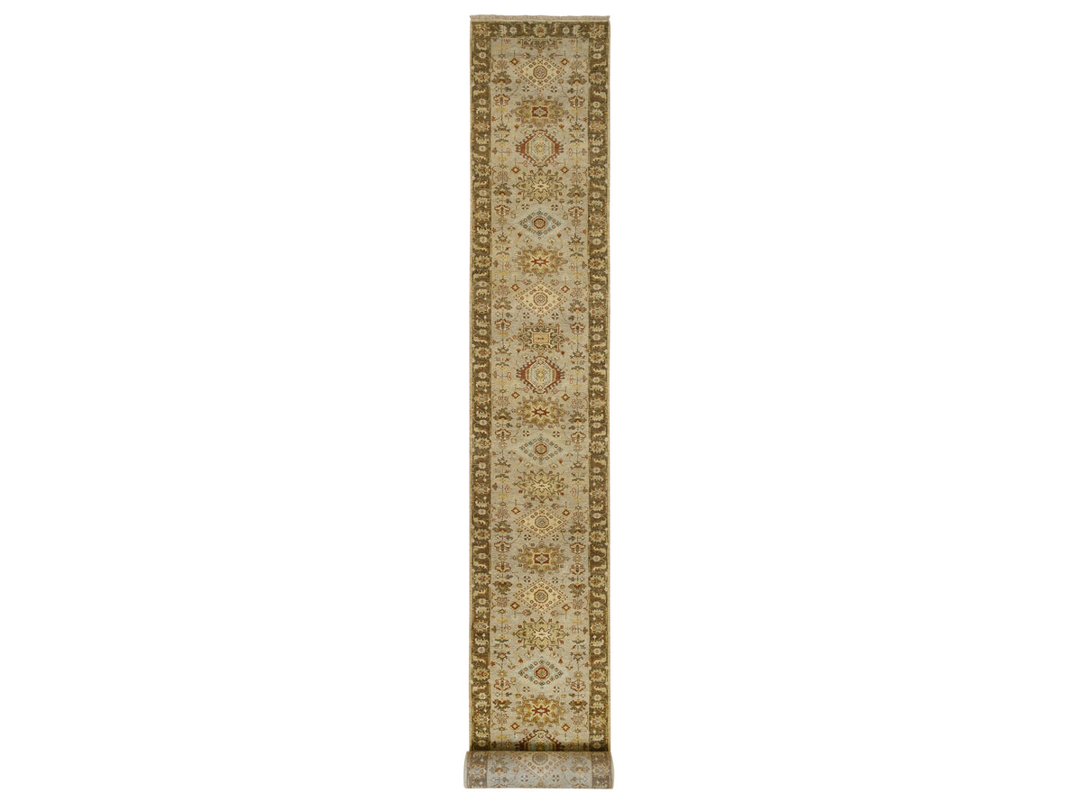 Tribal Heriz hand-knotted wool runner in Gray & Brown, 2'8" x 19'10" — SKU O064379
