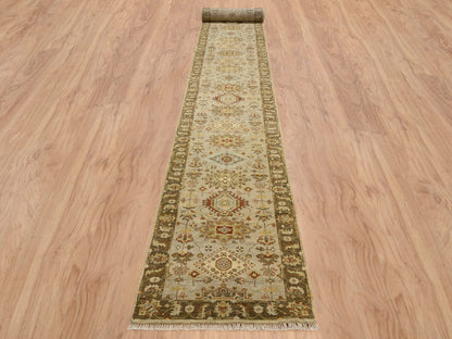 Tribal Heriz hand-knotted wool runner in Gray & Brown, 2'8" x 19'10" — SKU O064379 (view 2)