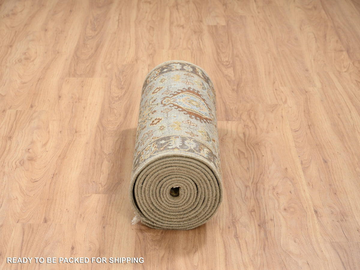Tribal Heriz hand-knotted wool runner in Gray & Brown, 2'8" x 19'10" — SKU O064379 (view 6)