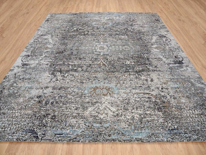 Brown 10'0" x 10'3" Transitional Hand knotted Wool/Silk Rug - Sku: O064414