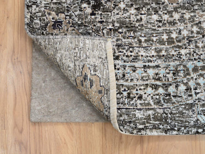 Brown 10'0" x 10'3" Transitional Hand knotted Wool/Silk Rug - Sku: O064414