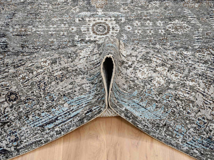 Brown 10'0" x 10'3" Transitional Hand knotted Wool/Silk Rug - Sku: O064414