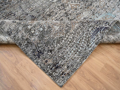 Brown 10'0" x 10'3" Transitional Hand knotted Wool/Silk Rug - Sku: O064414