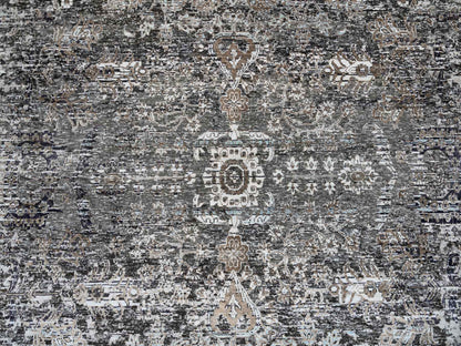 Brown 10'0" x 10'3" Transitional Hand knotted Wool/Silk Rug - Sku: O064414