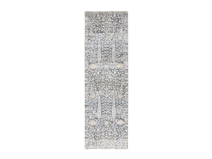 Brown 2'7" x 8'3" Transitional Hand knotted Wool/Silk Rug - Sku: O064421